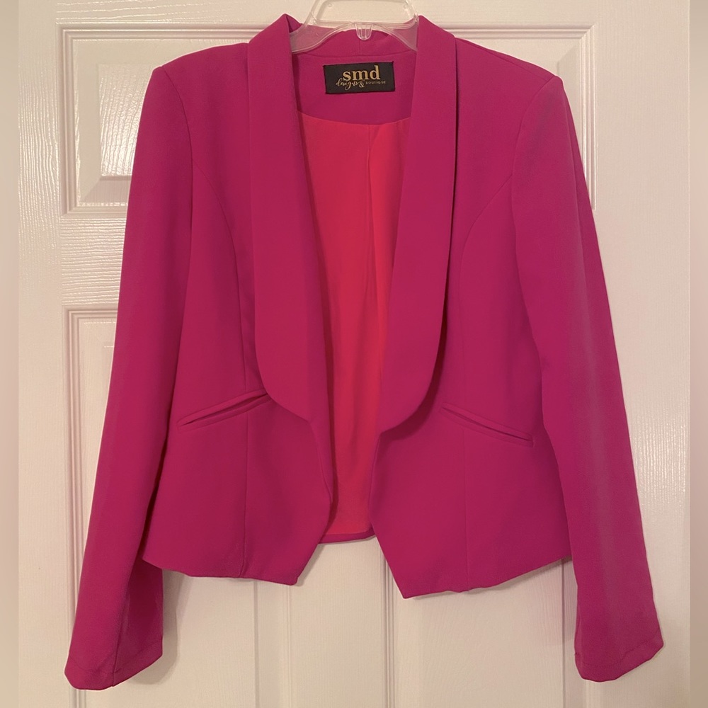 Fuchsia Open-Lapel Tuxedo-Style Blazer - image 1